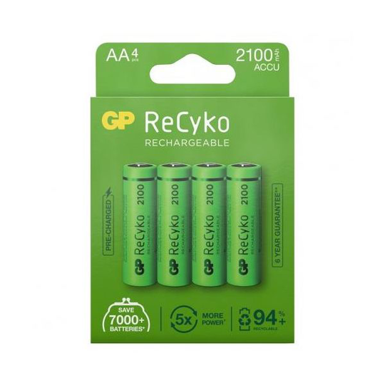GP Batteries ReCyko 2100 Batteri laddningsbart, AA, 4-pack