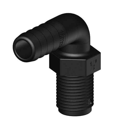 Slangkoppling 1/2 90 gr. 16 mm utv.