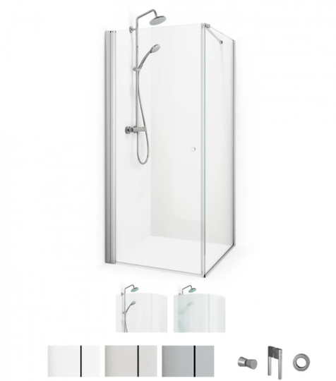 Macro Duschhörn Spirit Swing 90x80 - Klarglas med knopp Vit 90x80