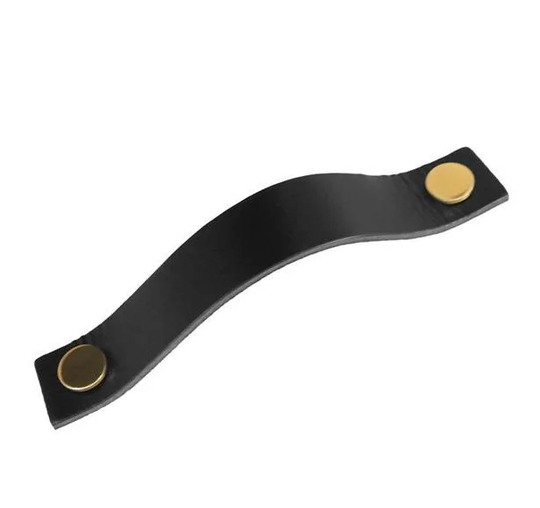 Linfalk Handtag läder 128cc svart-mässing 0156L-128-2501