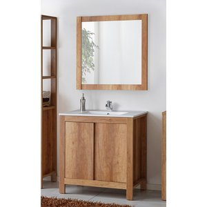Badrumsmöbler Classic Oak 80 cm - Tvättställ med spegel
