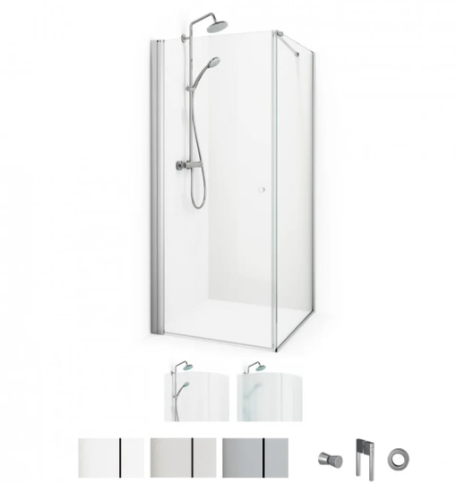 Macro Duschhörn Spirit Swing 90x100 - Klarglas med knopp Matt 90x100