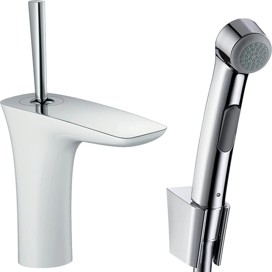 Hansgrohe Tvättställsblandare PuraVida Med Bidettehanddusch - Krom / Vit
