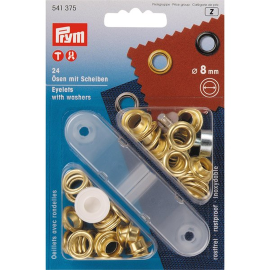 Prym Mässingögon 8mm 25 stk. inkl. Verktyg