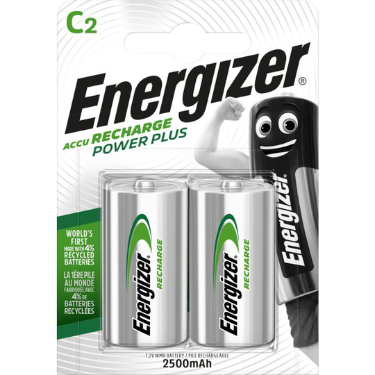 Energizer Recharge Power Plus Batteri laddningsbart, C, 1,5 V, 2-pack C
