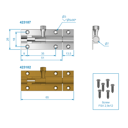 Skjutregel pol. mässing, 50+13 mm