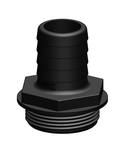 Slangsockel till y-ventil 32mm svart