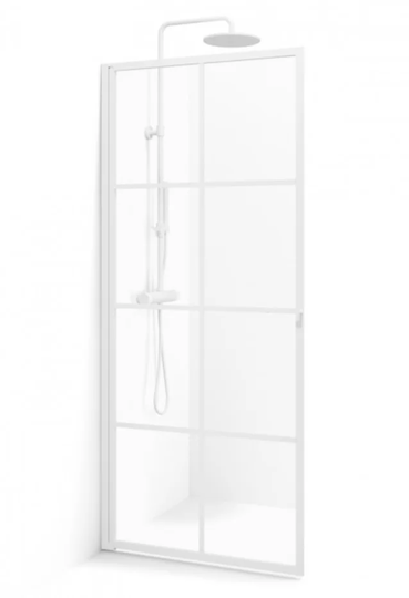 Macro Duschvägg Empire Dörr - Klarglas med spröjs Vit 88 cm
