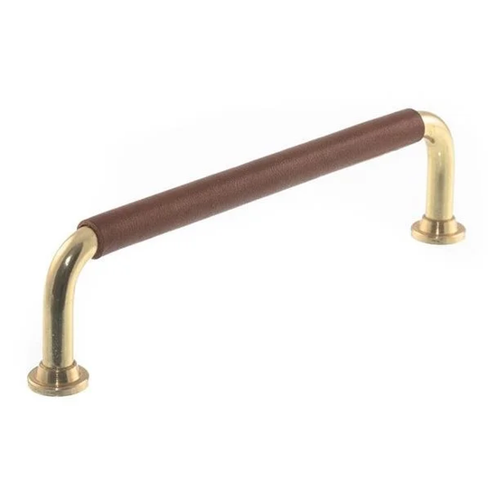 Linfalk Handtag mässing/cognac läder helt stycke 1353-128-0131LS