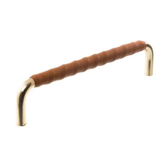Linfalk Handtag mässing/cognac läder lindat, utan fot 7353-128-0131LL