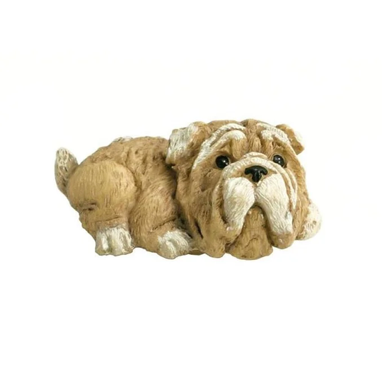 Linfalk Knopp poly resin liggande hund 26194-70