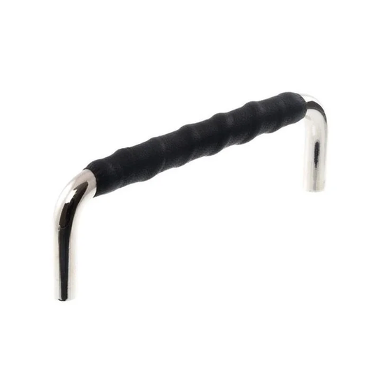 Linfalk Handtag nickel/svart läder lindat, utan fot 7353-96-1125LL