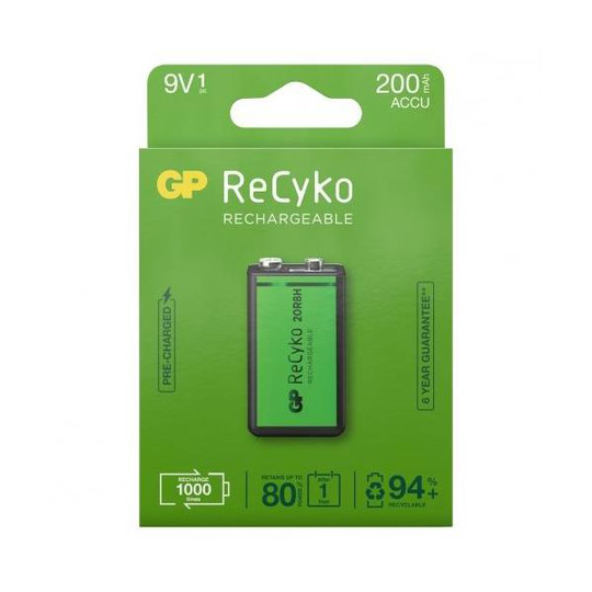 GP Batteries ReCyko 200 Batteri laddningsbart, 9V
