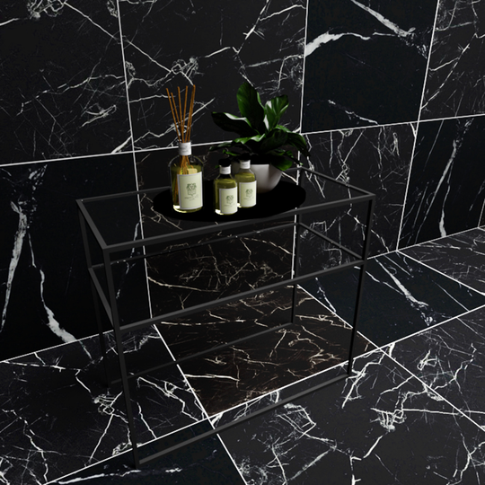Klinker Fioranese Marmorea Port Laurent Effect Svart 74x148 cm R Matt